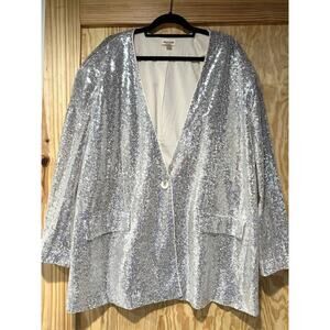Open Edit Nordstrom Plus Size Women’s Sequin Blazer Jacket Size 3X Holiday